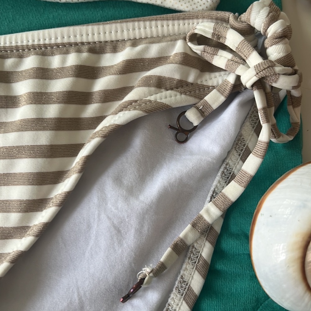 UrbanVibe Gold Dots&White Bikini Top size M, and OP white & gold glitter bottoms
